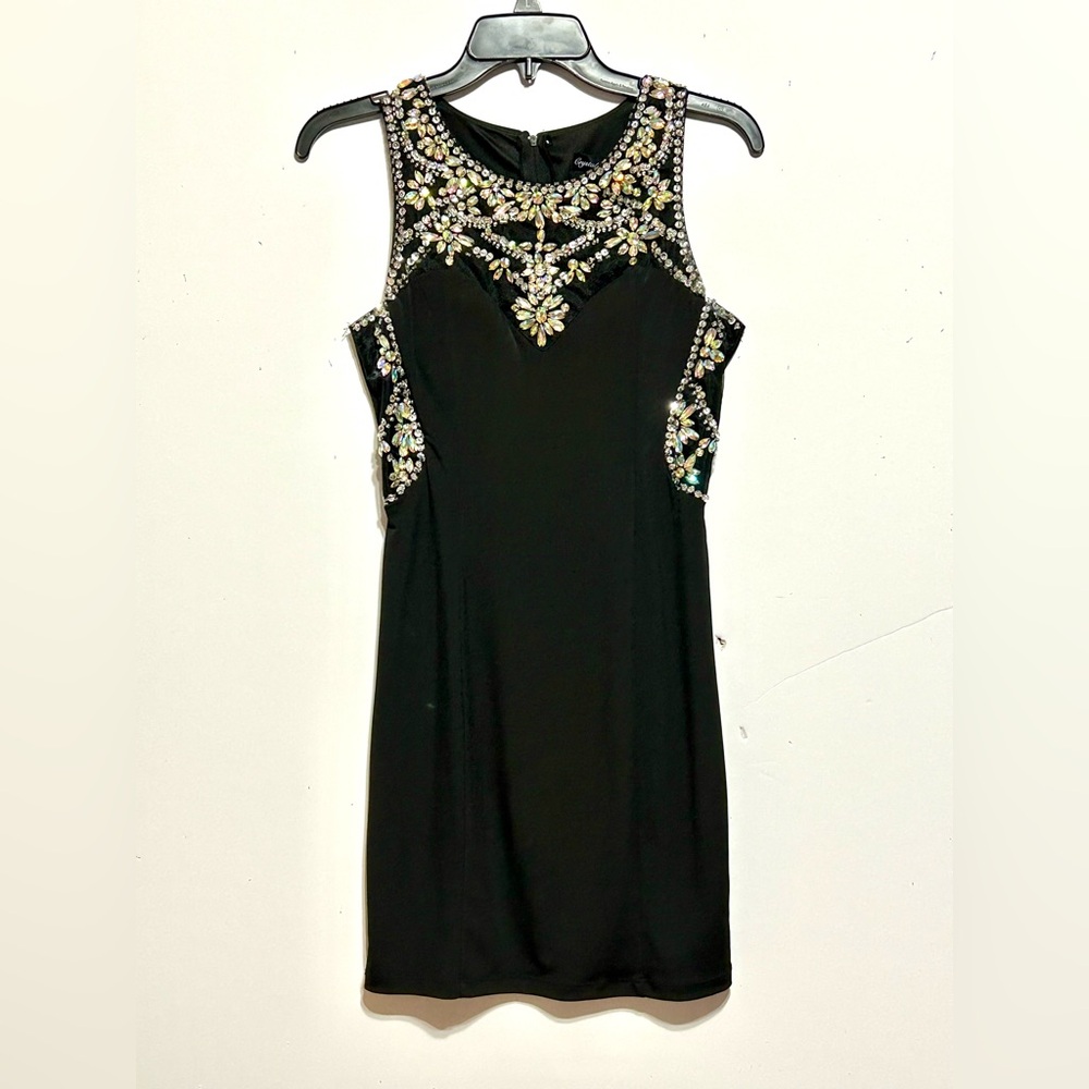 Crystal Doll Black Dress with rhinestone Embellishments